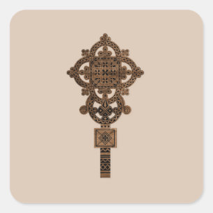 Hölzernes Handkreuz Quadratischer Aufkleber