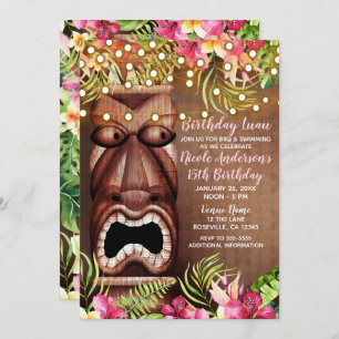 Hölzernes hawaiisches Tiki Luau Einladung
