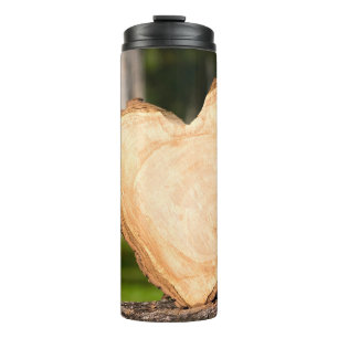 hölzernes Herz Thermosbecher