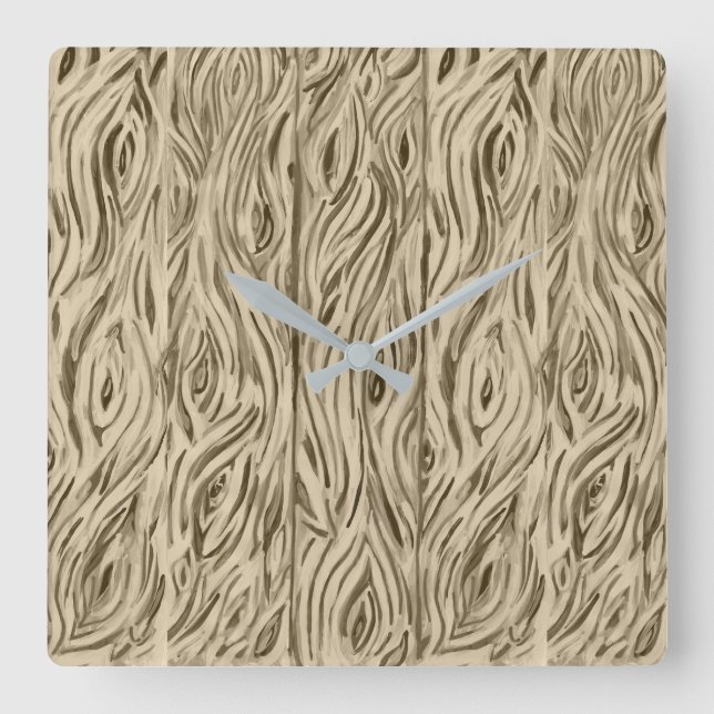 Hölzernes Korn-Brett-französische Quadratische Wanduhr (Vorderseite)