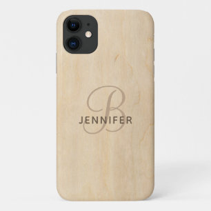 Hölzernes Monogramm Personalisierter Name Case-Mate iPhone Hülle
