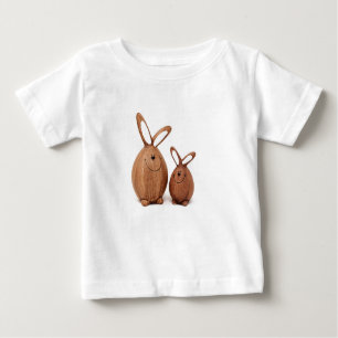 Hölzernes niedliches Osterkaninchen Baby T-shirt