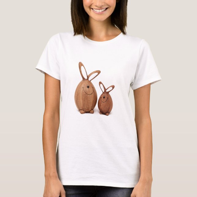 Hölzernes niedliches Osterkaninchen T-Shirt (Vorderseite)