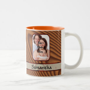 Hölzernes personalisiertes Foto des Imitats Zweifarbige Tasse