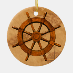 Hölzernes Schiffsruder Keramik Ornament