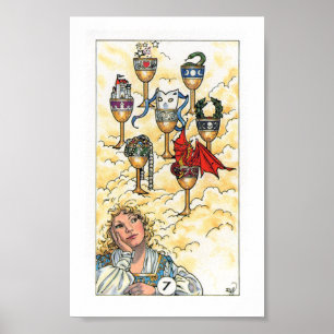 Hölzernes Tarot Robins - sieben von Schalen Poster