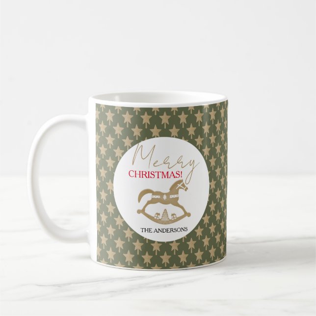 Hölzernes Weihnachts-Schaukelpferd Kaffeetasse (Links)