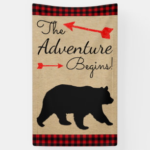 Holzfäller-Buffalo-Karo-Bär-Baby-Party Banner