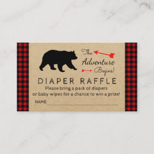 Holzfäller-Buffalo-Karo-Jungen-Windel-Raffle-Ticke Begleitkarte