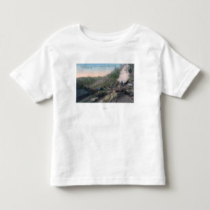Holzfäller, die Klotz über Gulch durch Kabel Kleinkind T-shirt