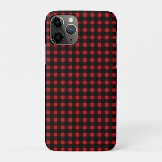 Holzfäller-Druck-roter schwarzer Winter-Büffel Case-Mate iPhone Hülle (Rückseite)