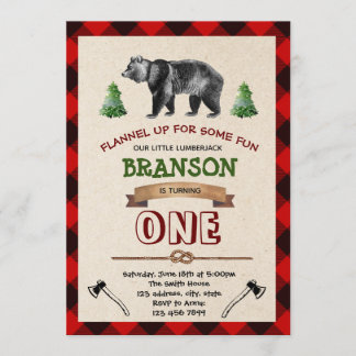 Holzfäller-erste Geburtstags-Einladung Einladung