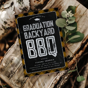 Holzfäller-Karo-Garten-Backyard-BBQ-Abschlussfeier Einladung