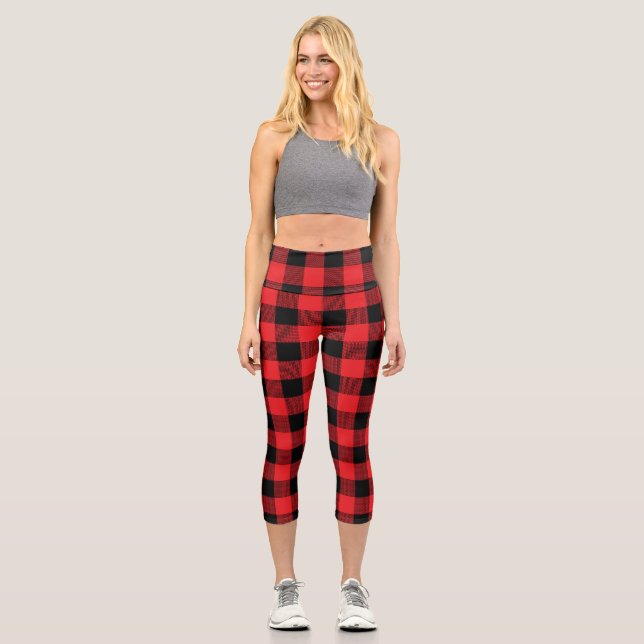 Holzfäller-Karo-Nahtlosmuster  Capri Leggings (Vorderseite)