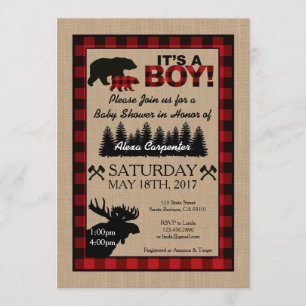 Holzfäller-kleine Jäger-Babyparty-Einladung Einladung