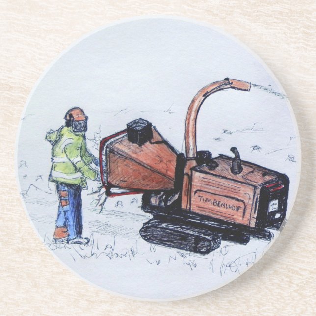 Holzfäller Sandstein Untersetzer (Vorne)