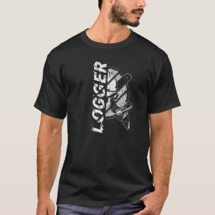 Holzfäller-Schädel mit gekreuzten Forstkettsägen H T-Shirt
