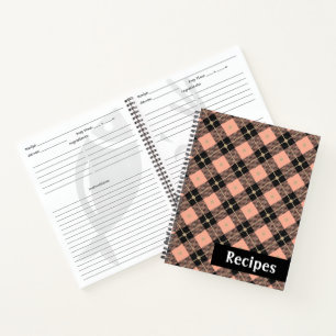 Holzfäller Schwarz Pink Korallen Karo Rezept Notizbuch
