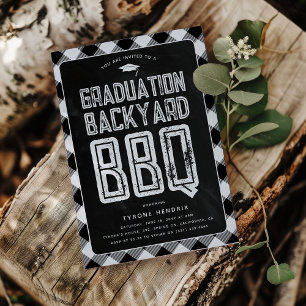 Holzfäller-Schwarzkariert-BBQ-Abschlussfeier Einladung
