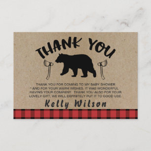 Holzfäller-Thema-Babyparty danken Ihnen zu Dankeskarte