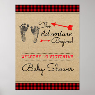 Holzfäller-Wald-Abenteuer-Baby-Shower-Schild Poster
