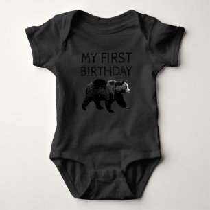 Holzfäller-Wald-Bär-Shirts zum ersten Geburtstag Baby Strampler