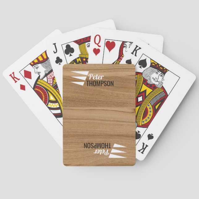 Holzfaserstruktur coole Spielkarten mit Namen (Rückseite)