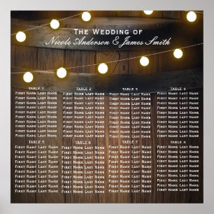 Holzfass-Lichter Rustikale Hochzeit Sitzordnung Poster