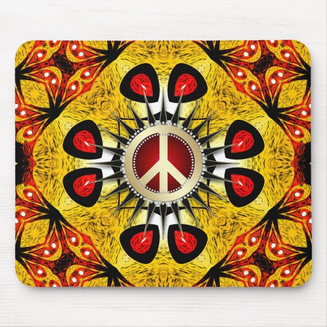 Holzfeather Geometric Art Peace Sign Mousepad (Vorne)