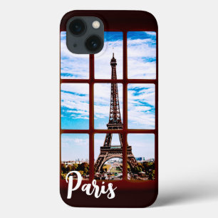 Holzfenster mit Blick auf den Eiffelturm, Paris Case-Mate iPhone Hülle