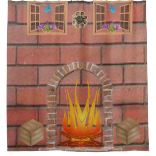 Holzfeuerduschvorhang Duschvorhang