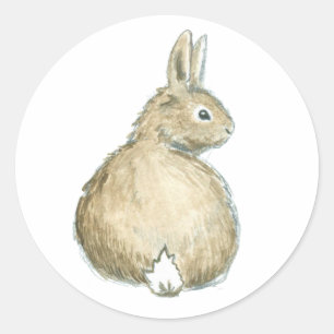 Holzflächen Wasserfarben Bunny Rabbit Stickers