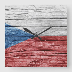 Holzflagge in Tschechien Quadratische Wanduhr