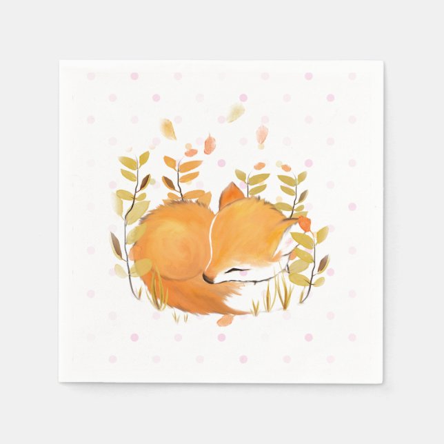 Holzfuchs Party Dekoration Papier Napkins Serviette (Vorderseite)