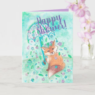 Holzfuchs und Blume Happy Shower Card Karte