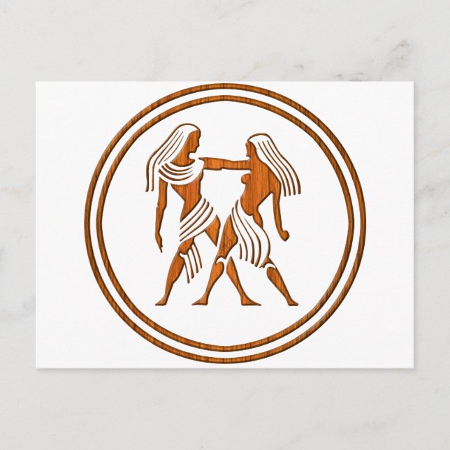 Holzgemini Zodiac Twins Astrologie Zeichen Postkarte (Vorderseite)