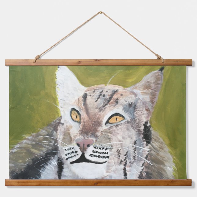 Holzgetäfelter Wandteppich mit einer Luchs-Katze Holzrahmen (Vorne)