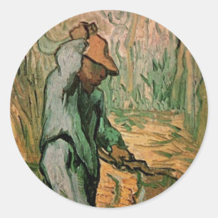 Holzhacker (nach Millet) von Vincent van Gogh Runder Aufkleber