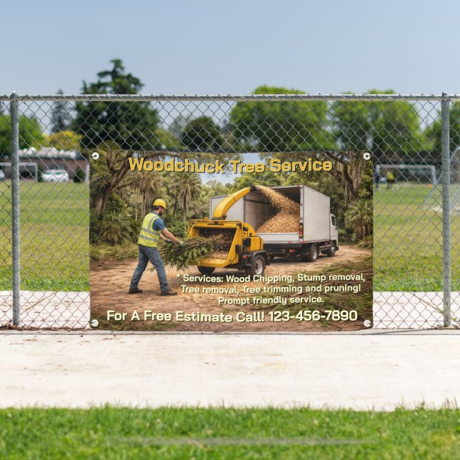 Holzhackergeschäft im Süden Zaun anpassen Banner (Insitu)