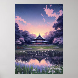 Holzhaus inmitten der Natur Poster