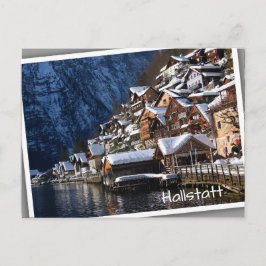 Holzhäuser am See in Hallstatt, Österreich Postkarte