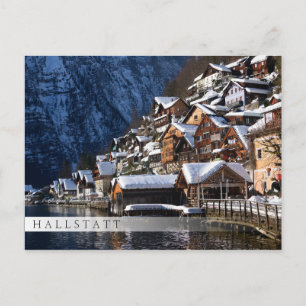 Holzhäuser am See in Hallstatt, Österreich Postkarte