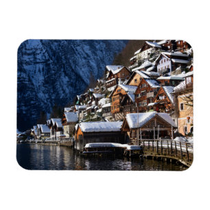 Holzhäuser am Seeufer in Hallstatt, Österreich Magnet