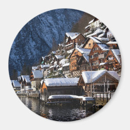 Holzhäuser am Seeufer in Hallstatt, Österreich Magnet