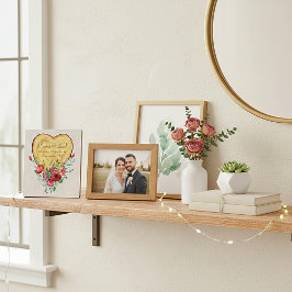 Holzherz und Rose Liebe Land Fotoplatte