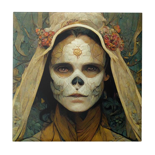 Holzhexe 1 Fantasie Fliese (Vorderseite)