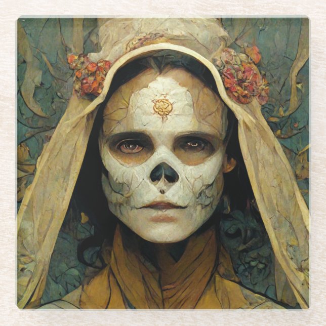 Holzhexe 1 Fantasie Glasuntersetzer (Vorderseite)