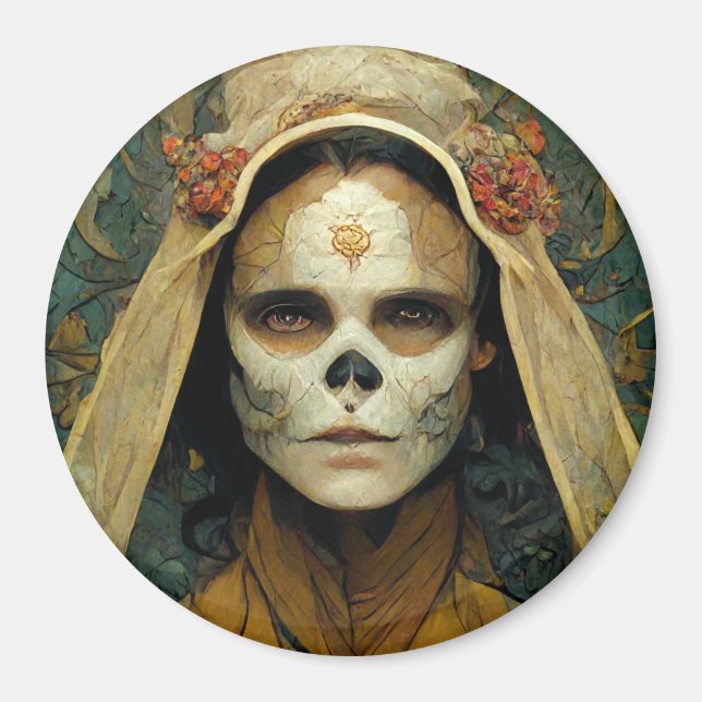 Holzhexe 1 Fantasie Magnet (Vorne)