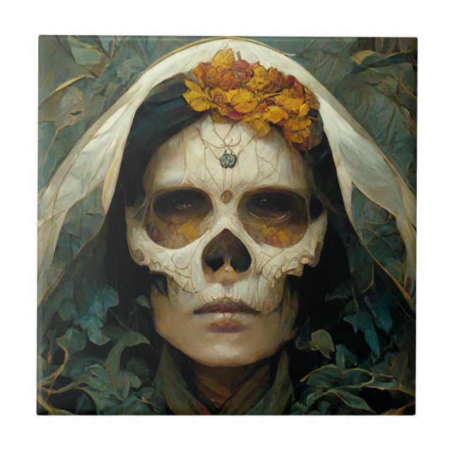 Holzhexe 2 Fantasie Fliese (Vorderseite)