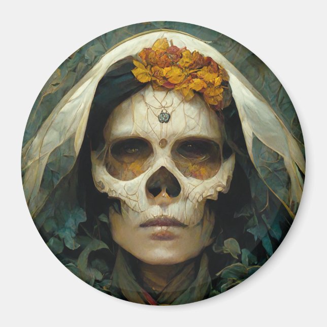 Holzhexe 2 Fantasie Magnet (Vorne)